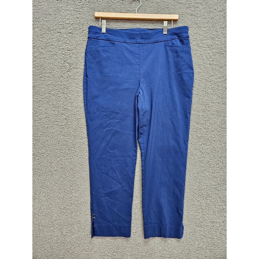 Chico's So Slimming Brigitte Ankle Pants 2P Blue Stretch Pull On Career Trousers